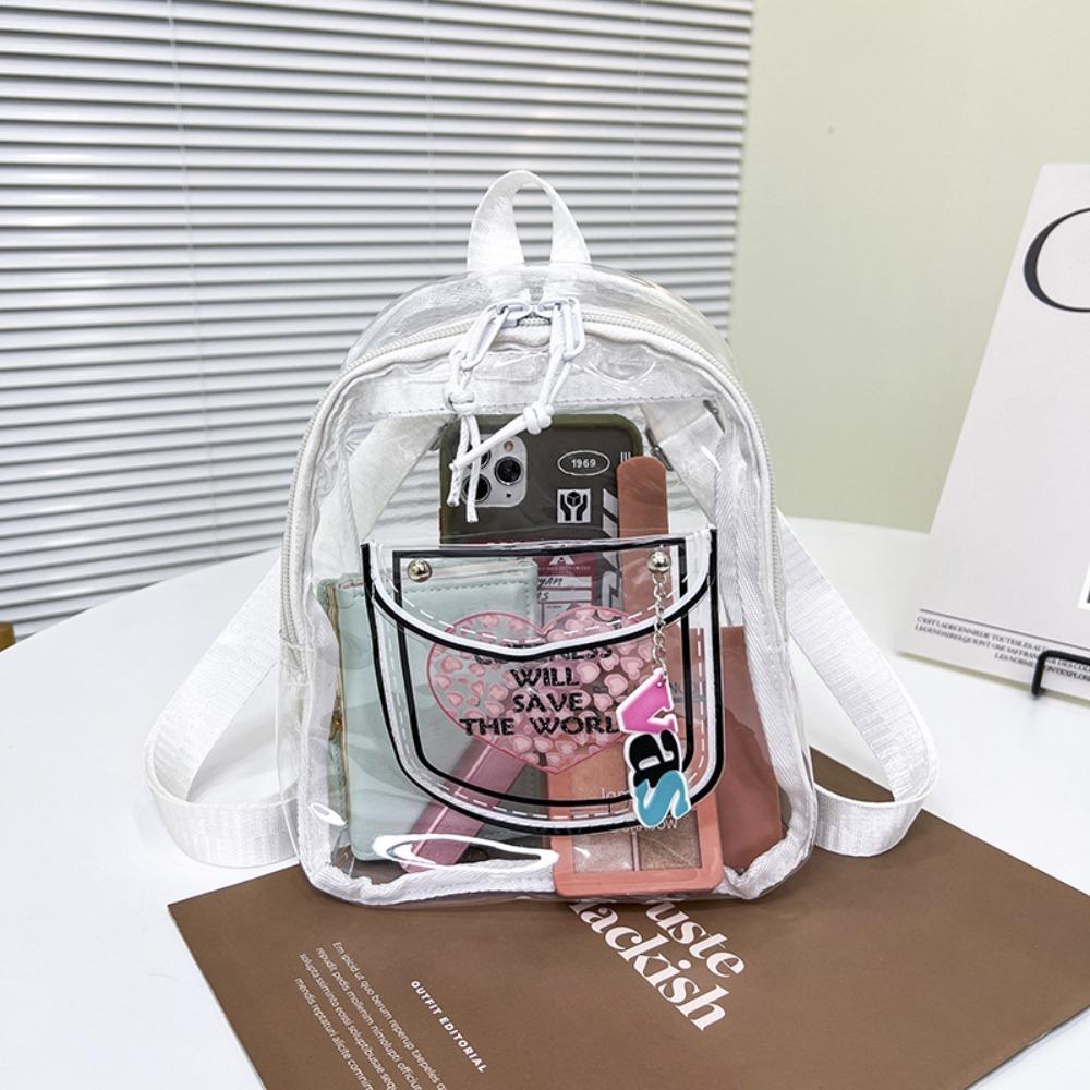 Fashion PVC Backpack Transparent Waterproof Jelly Bag Large Capacity Shopping Bags