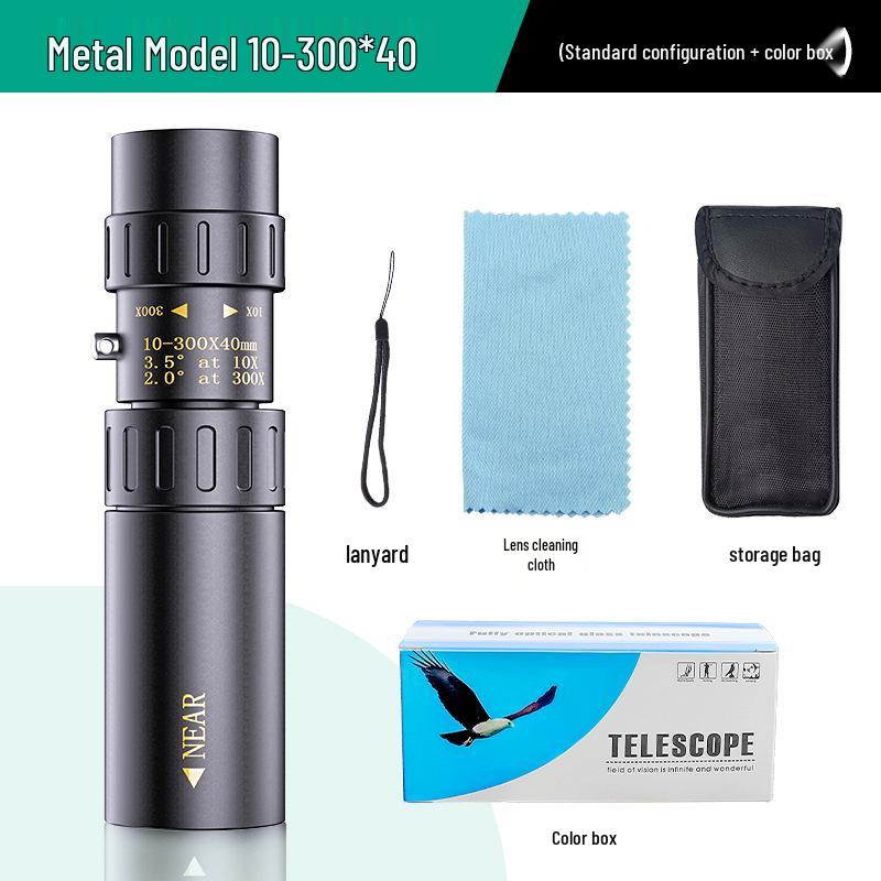 High-Definition 10-300×40 Retractable Portable Monocular Telescope