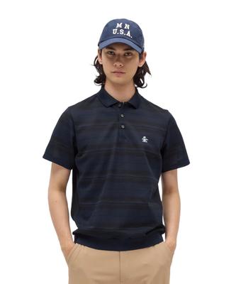 قميص بولو بأكمام قصيرة Munsingwear MG5FHS20M واسع الصنع في الجولف NV00 قميص رجالي، مخطط، ماص للرطوبة، سريع الجفاف، مناسب، اليابان، قميص, (سلاح البحرية)