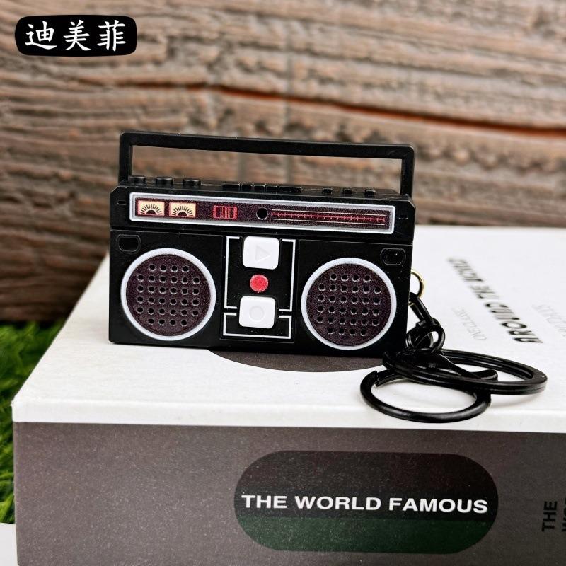 Nostalgic Vintage Mini Retro Classical Radio Recorder Fun Pendant Ornament Keychain Audio Bag Gift