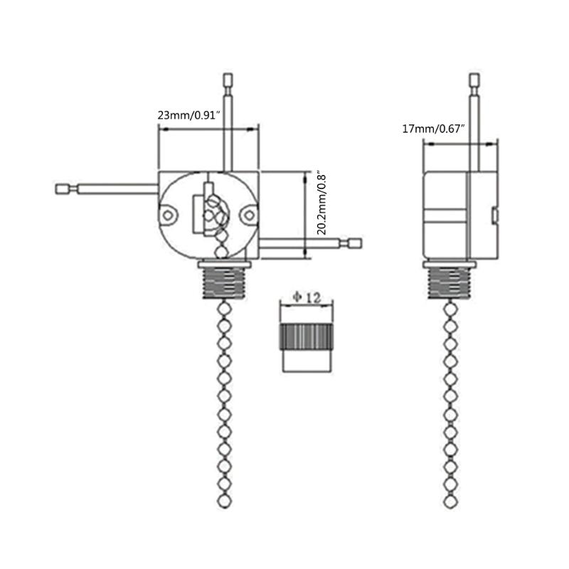 Plastic 3 Wire Pull Chain Switchs Replacement Part Semi-clear for Ceiling Fan