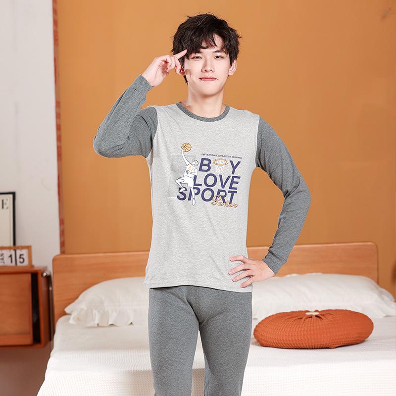 Kids' Autumn Cotton Flannel Pajama Set - Warm Long Johns and Base Layer for Boys and Girls