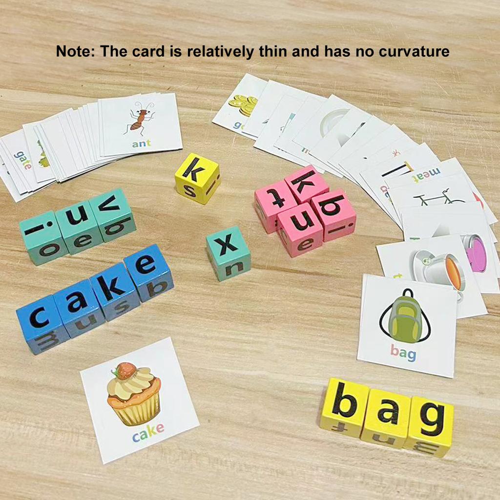 Wooden Word Spelling Game,Alphabet Learning Toy for Preschool Boys and Girls,Letters Reading Building Blocks with 40 Cards