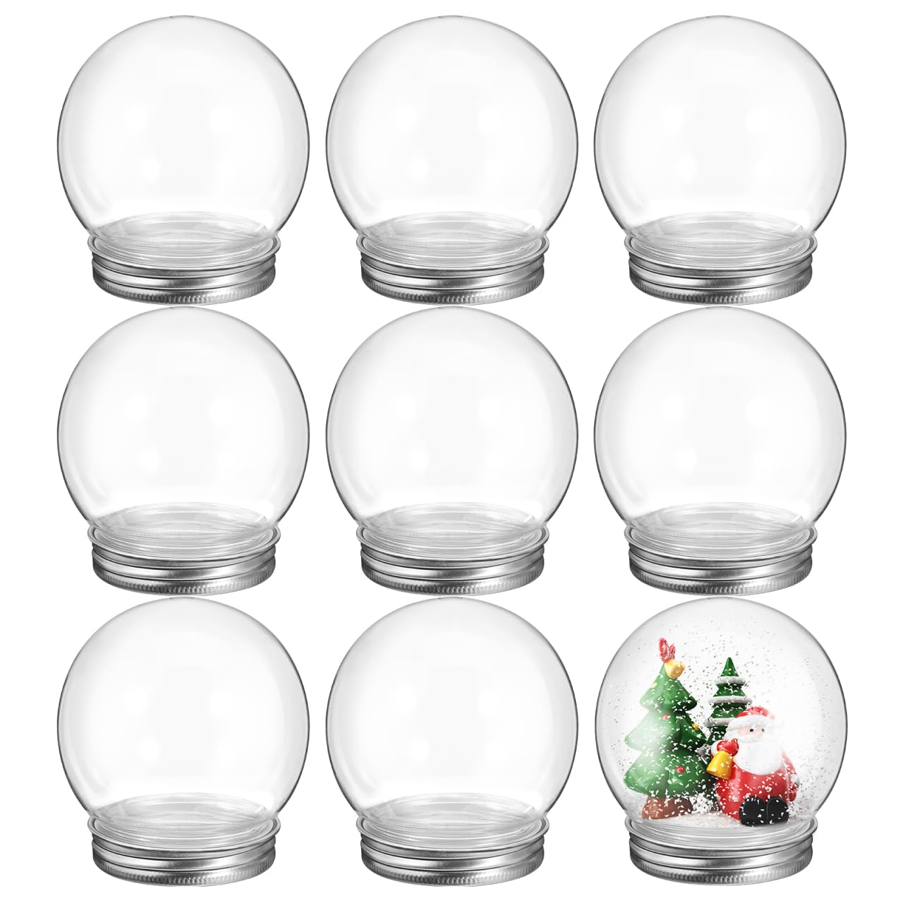 

Lurrose 9-Piece Clear Plastic Snow Globe DIY Kit, 270ml Spherical Globes for Holiday Decorations and Kids Crafts