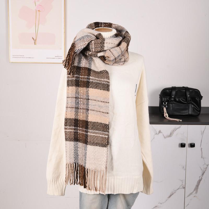 Hochwertiger Schal im koreanischen Stil mit Karomuster: Warmer, verdickter Kaschmir-ähnlicher Schal für Studenten und Paare