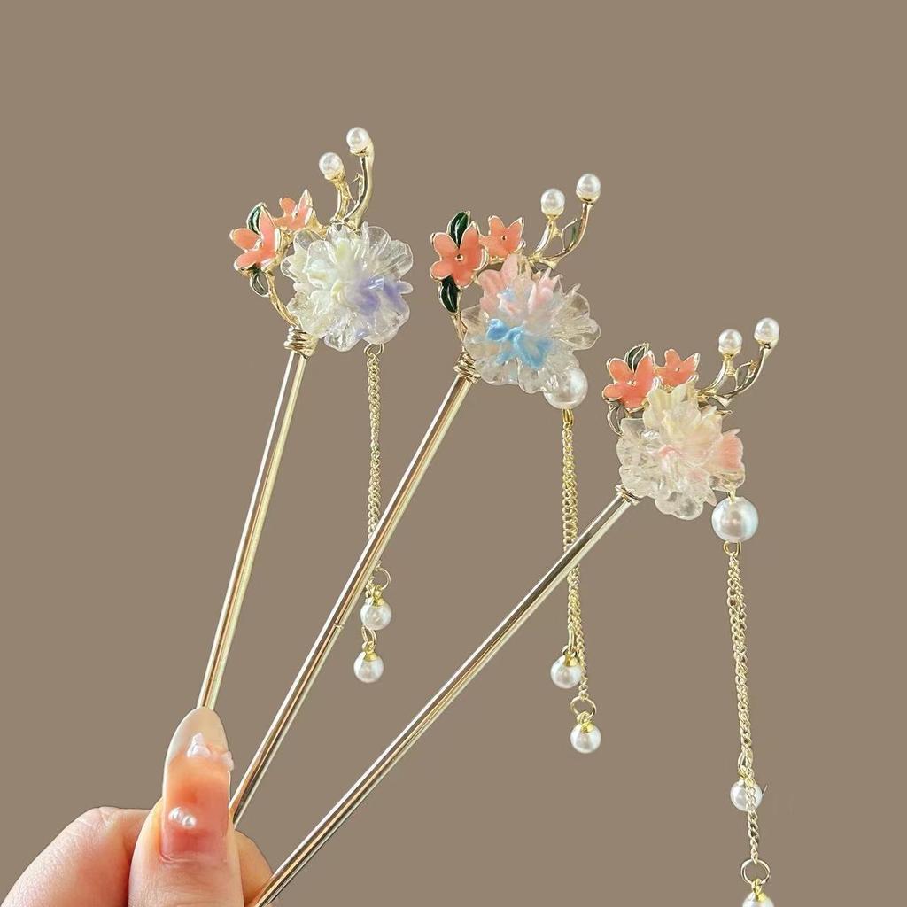 New Chinese Peony Hairpin Women's Premium Sense Antique Xiuhe Headgear Accessories Hairpin Pearl Step Hairpin