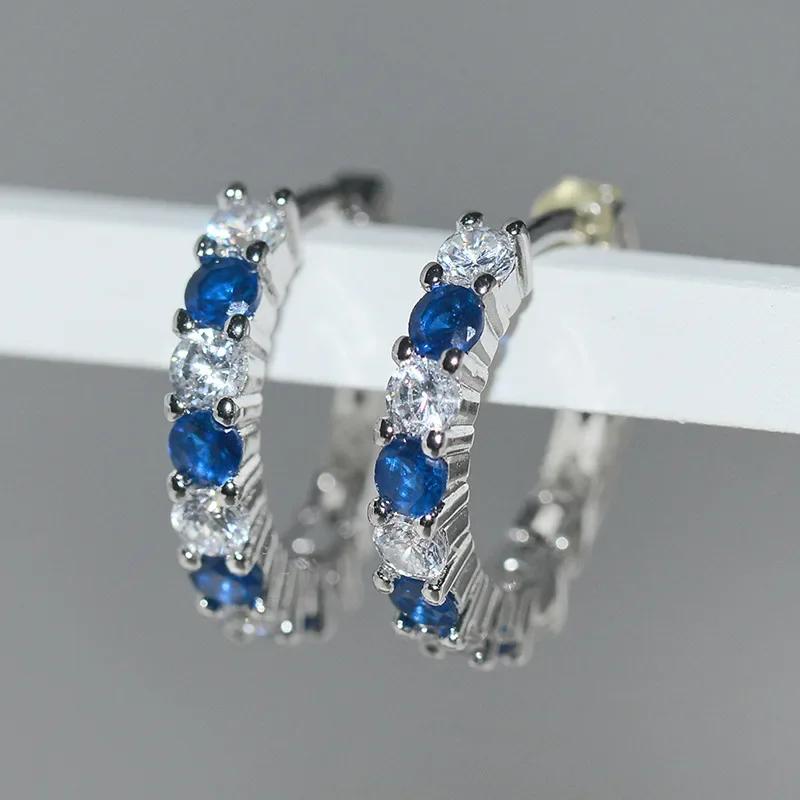 2024 New Inlaid Blue Red Green Purple Zircon Earrings Small Design Jewelry  Bride Wedding Party Luxury Jewelry