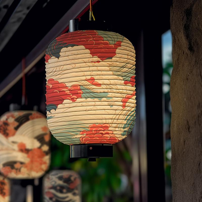 Luxury New Japanese Lanterns Classic Japan Wave Printed Pub Restaurant Hotel Decoration Festival New Year Party Hangings Lantern