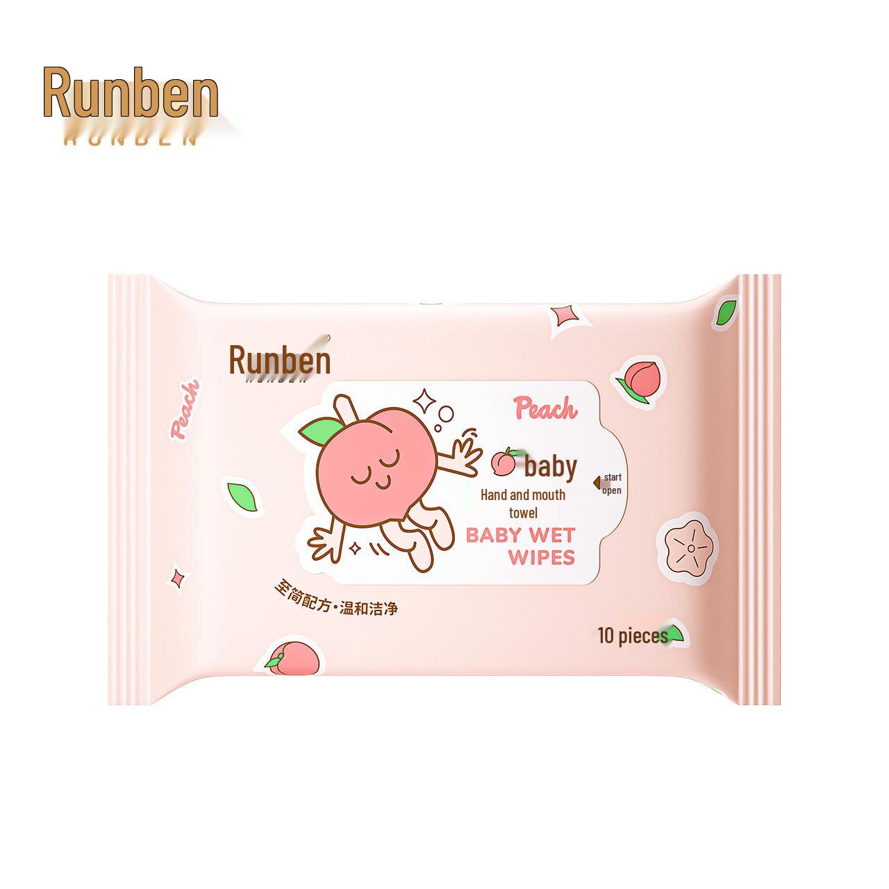 Runben Portable Baby Wipes - Travel Size, 20 Wet Wipes for Newborns  Hands & Mouth