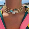 18K True Gold Devil's Eye Necklace Color Protection Opal Zircon Necklace  Women Girls