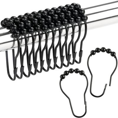 12Pcs/Set Shower Curtain Hooks Ring Stainless Steel Glide Shower Curtain Hangers Anti-slip Roller Bathroom Accessories