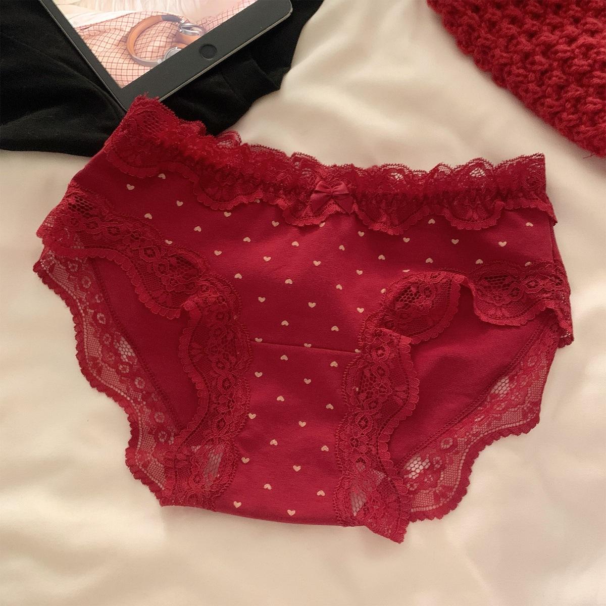 Ladies Spring and Autumn Benming Year Red Cotton 10A Antibacterial Anti HPV Briefs M