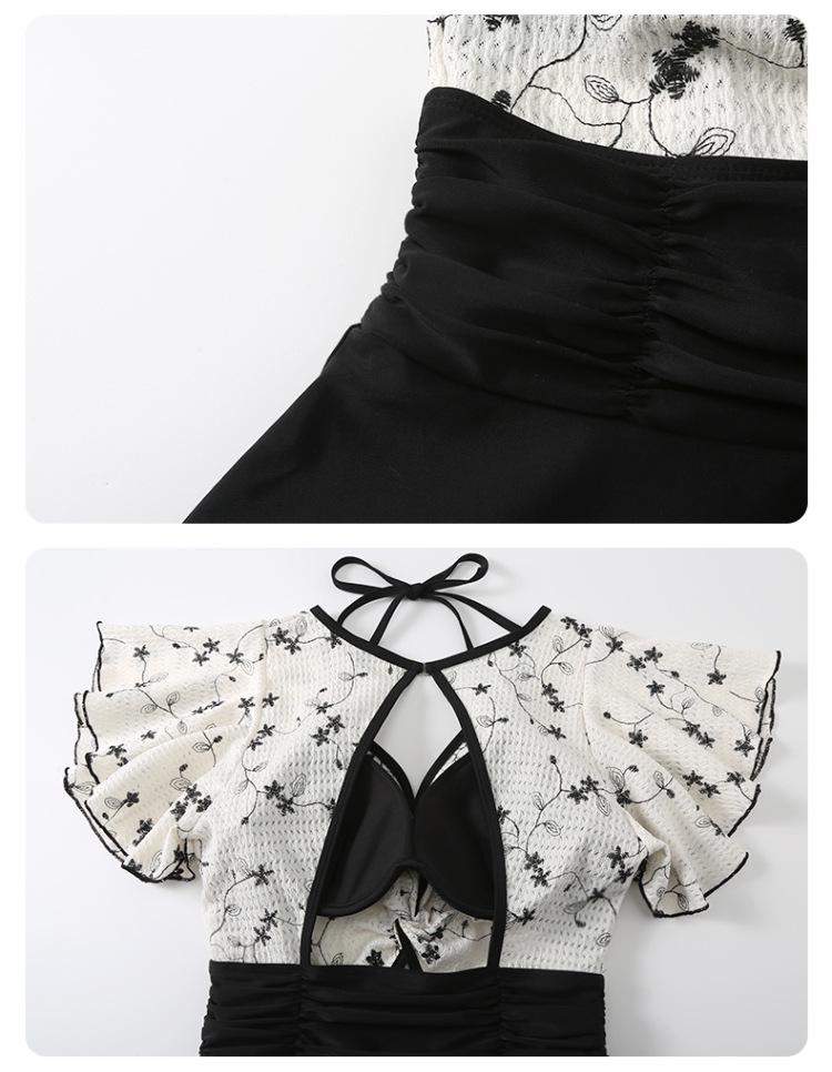 Women's High-Waisted Skirted One-Piece Swimsuit: Tummy Slimming Korean Fashion 2025 for Hot Springs and Swimming
