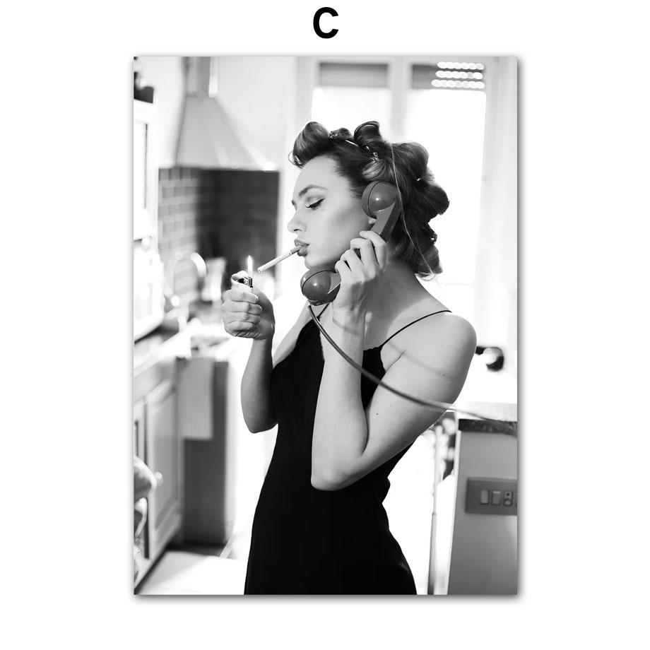 Vintage Black White Pairs City Golden Champagne Girl Wall Art Print Posters Living Room Decoration Home Canvas Painting Pictures
