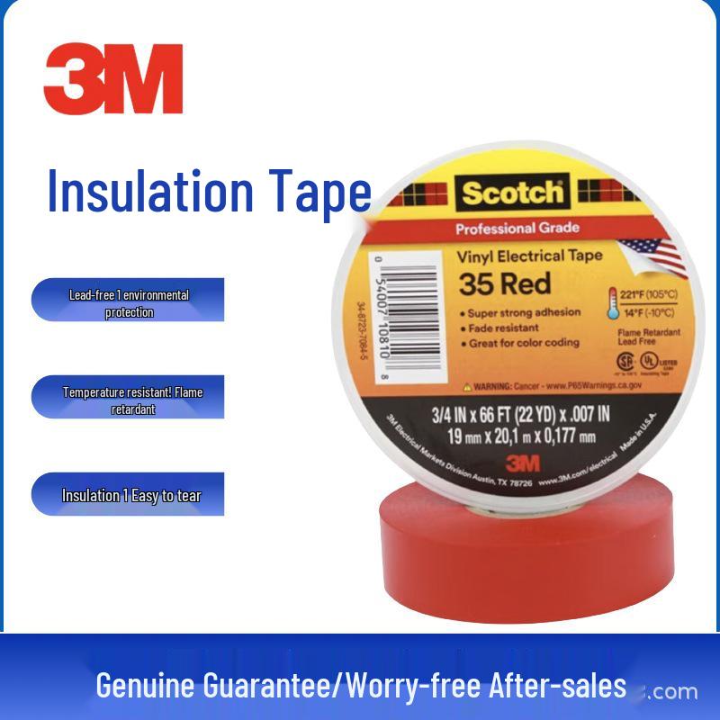 3M Scotch 35 Премиальная цветная ПВХ изолента - Электроизоляционная лента для высоких температур и огнестойкая