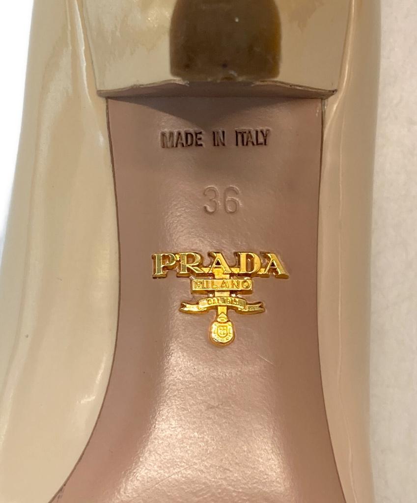 PRADA Décolleté a Punta Travertino Beige Scarpe Donna Taglia US6 EU36 Autentiche