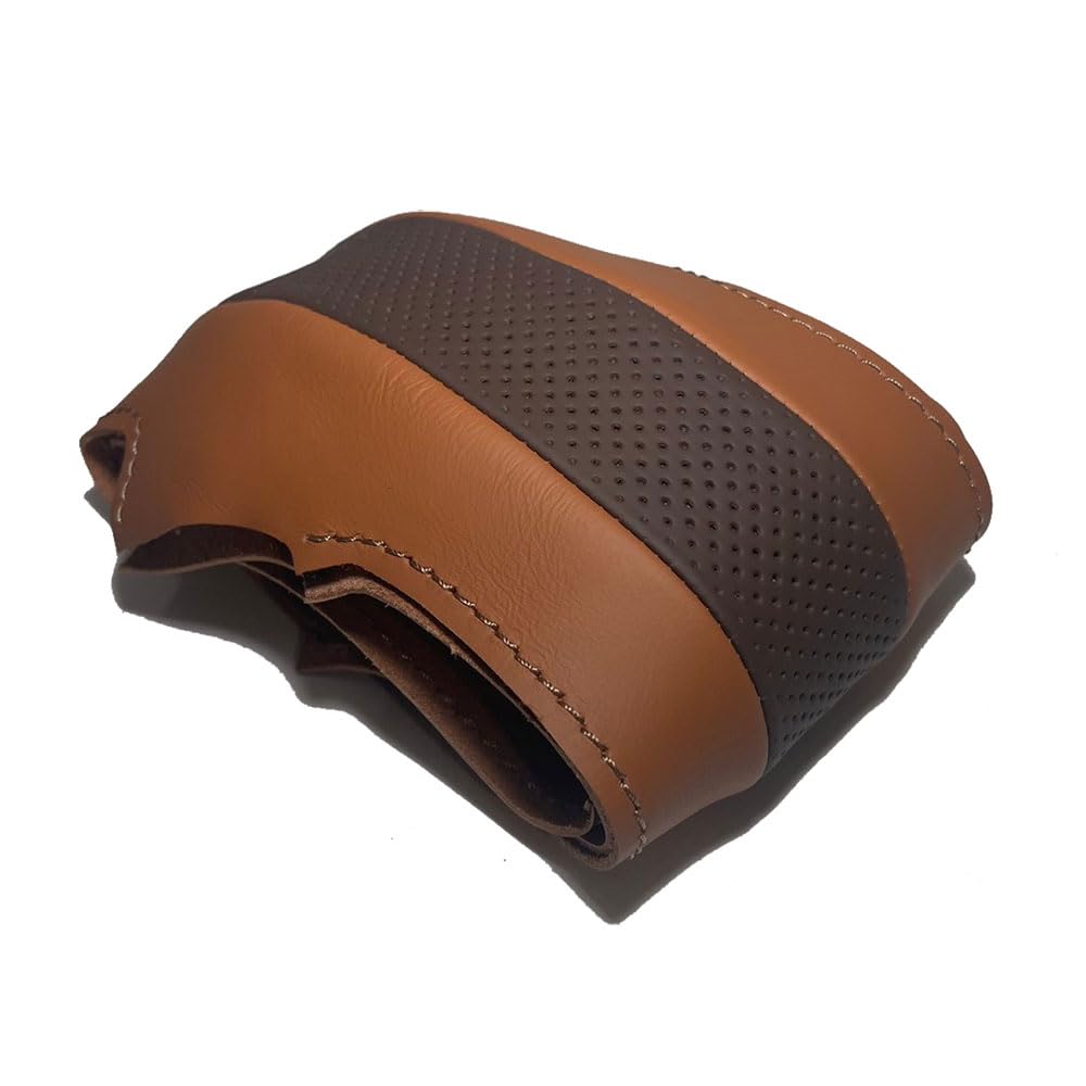 

OS Design Genuine Leather Steering Wheel Wrap Kit (1OS1T28) for Toyota Corolla Fielder and Isis, Dark Brown Perforated with Caramel