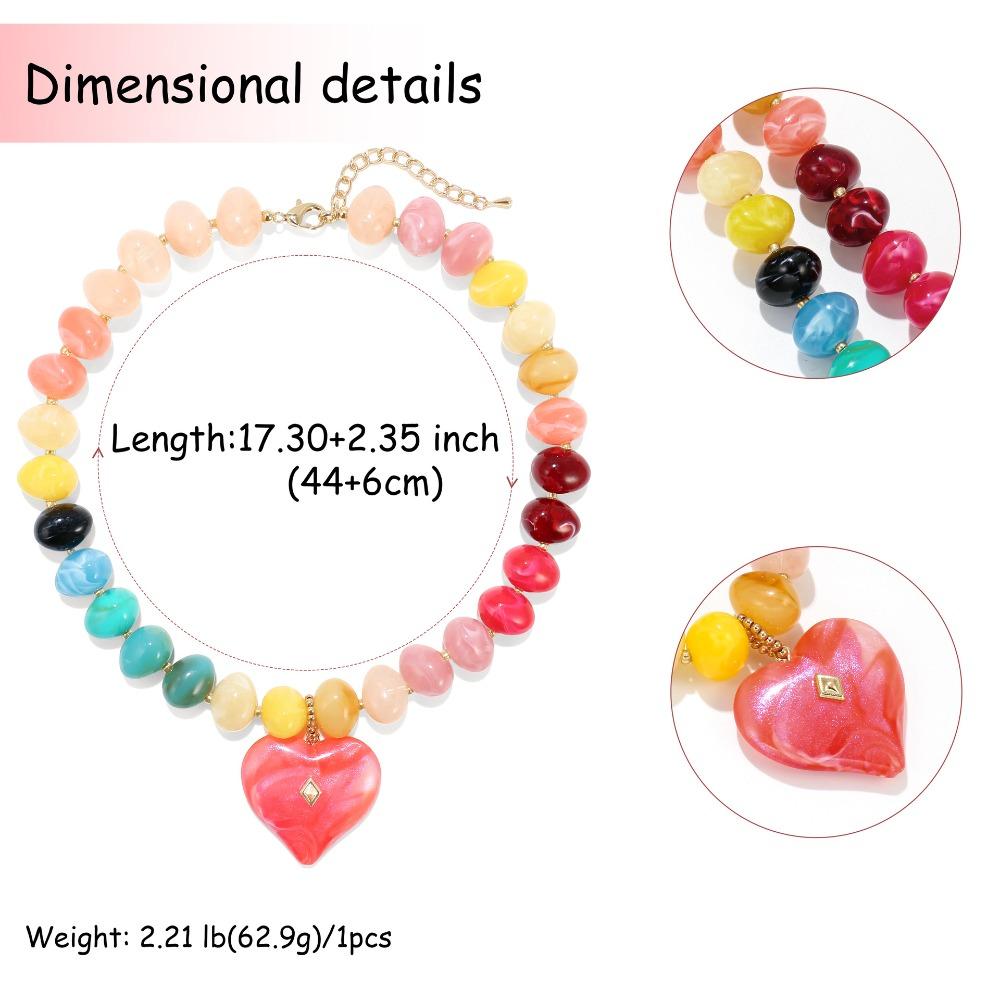Acrylic Chunky Beads Necklace Colorful Beads Collarbone Chain Pendant Necklace Jewelry Gifts 3