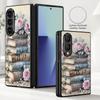 Vintage Flower Print Case For Samsung Z Fold 8 Ultra 7 6 5 Luxury Leather Skin Hard Folding Phone Cover For Galaxy Z Fold8 Fold7 Fold6