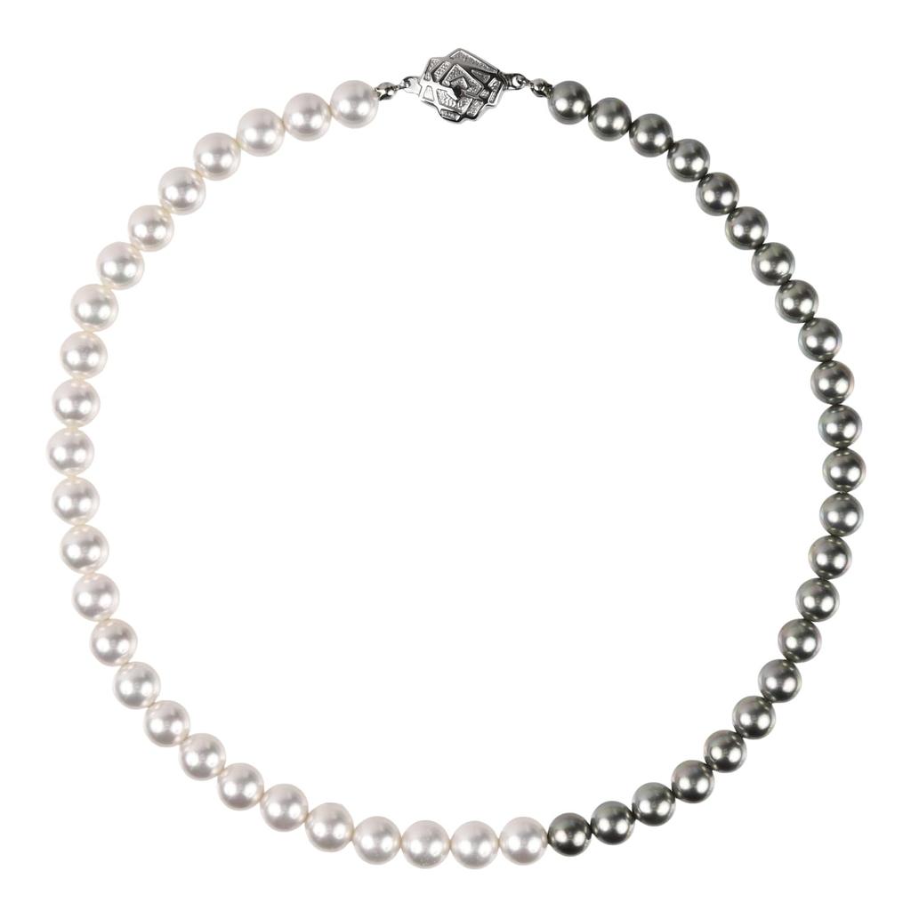 By Yumi Pearl Necklace 8mm9mm RoseYumiRose Popular Ceremonies Simple Stylish Made In Japan [Produced Katsura] Women's (White/Gray)