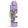 1PC Floral Hamster Cartoon 750ml Color Plastic Sports Water Bottle Leakproof Flip Straw Lid Suitable for Sports Office Home Use