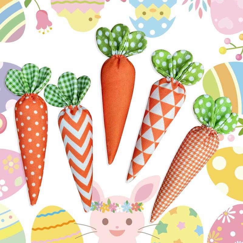 

5Pcs Easter Decoration Carrot Ornaments Spring Easter Party Decoration For Home Kids Favors Gift Soft Artificial Carrot Toy (As shown-19532)-