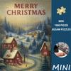 Halloween| Christmas|1000pcs Mini Jigsaw Puzzle A Vintage Painting of Red Cabins And a Winding Path in Snow Suitable for Living Room Display Holiday G