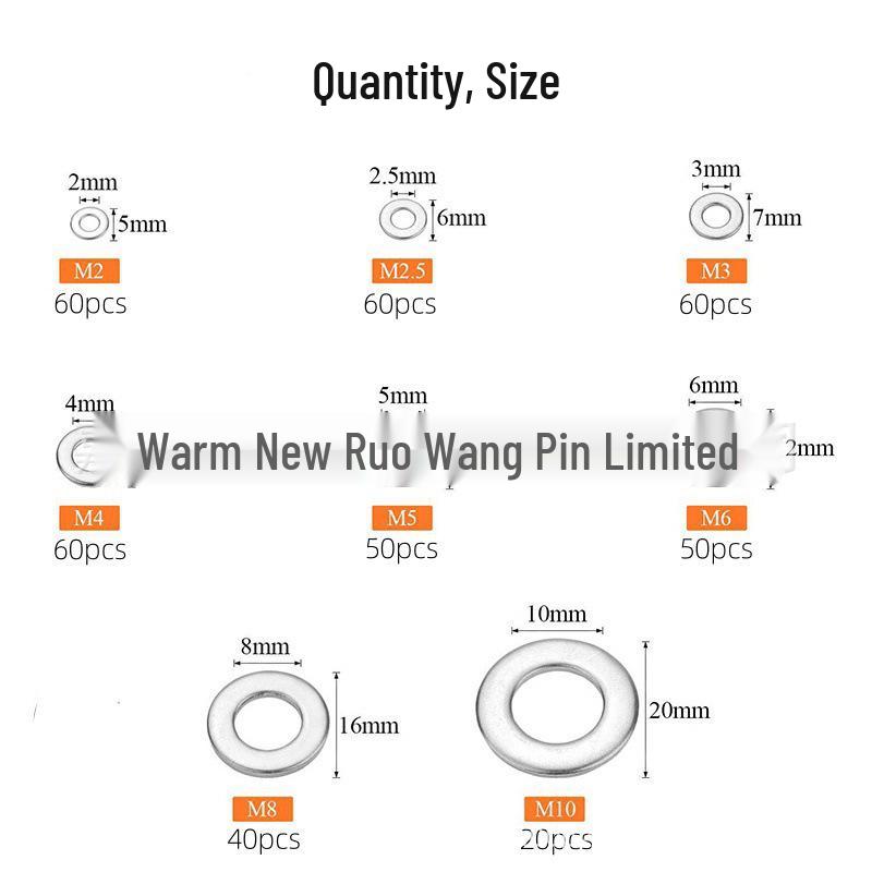 

400-Piece Stainless Steel Flat Washer Set (M2-M10)
