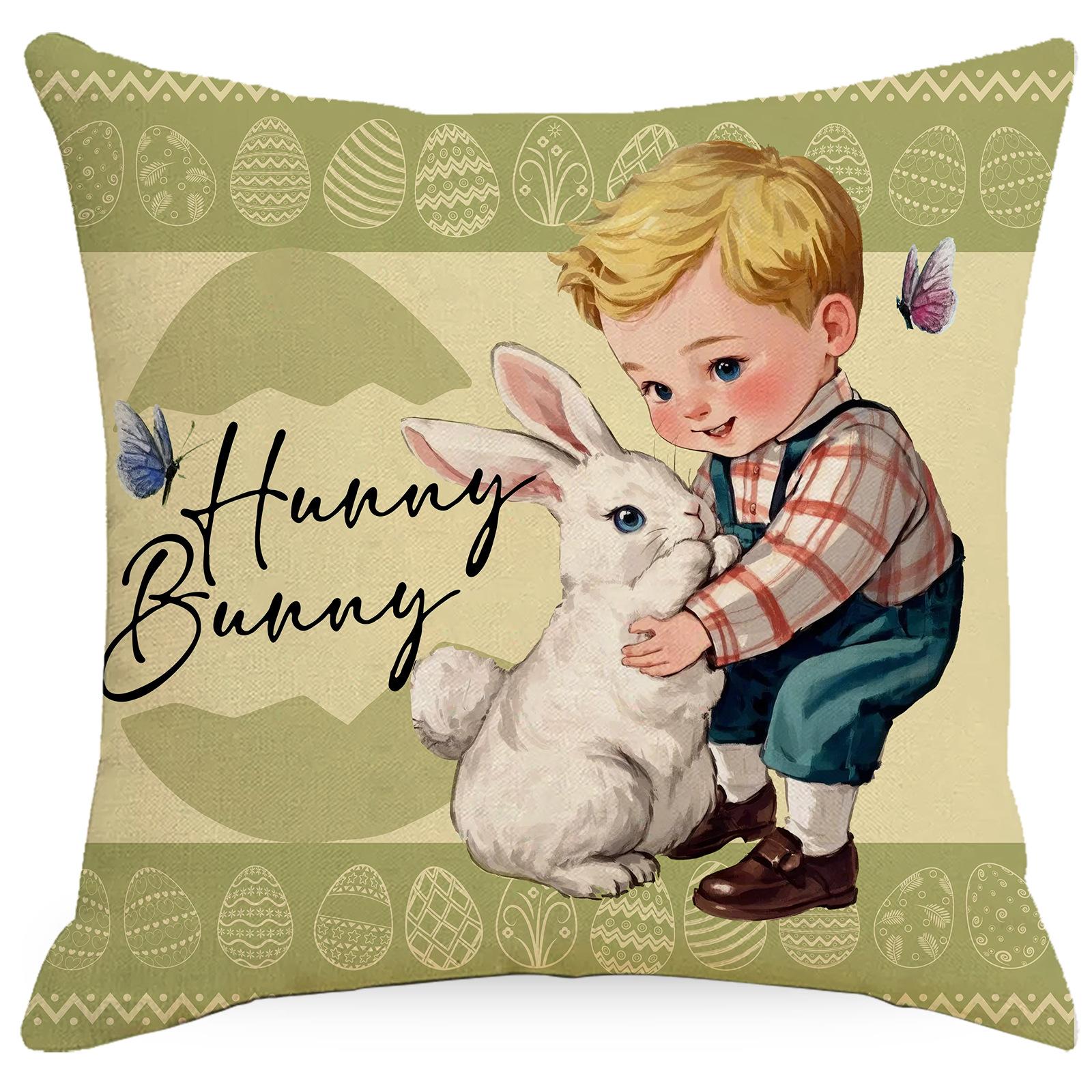 

Счастливой Пасхи Наволочка с принтом Домашнее украшение Наволочка для диванной подушки Спальня Наволочка Поясничная подушка 45 * 45Cm