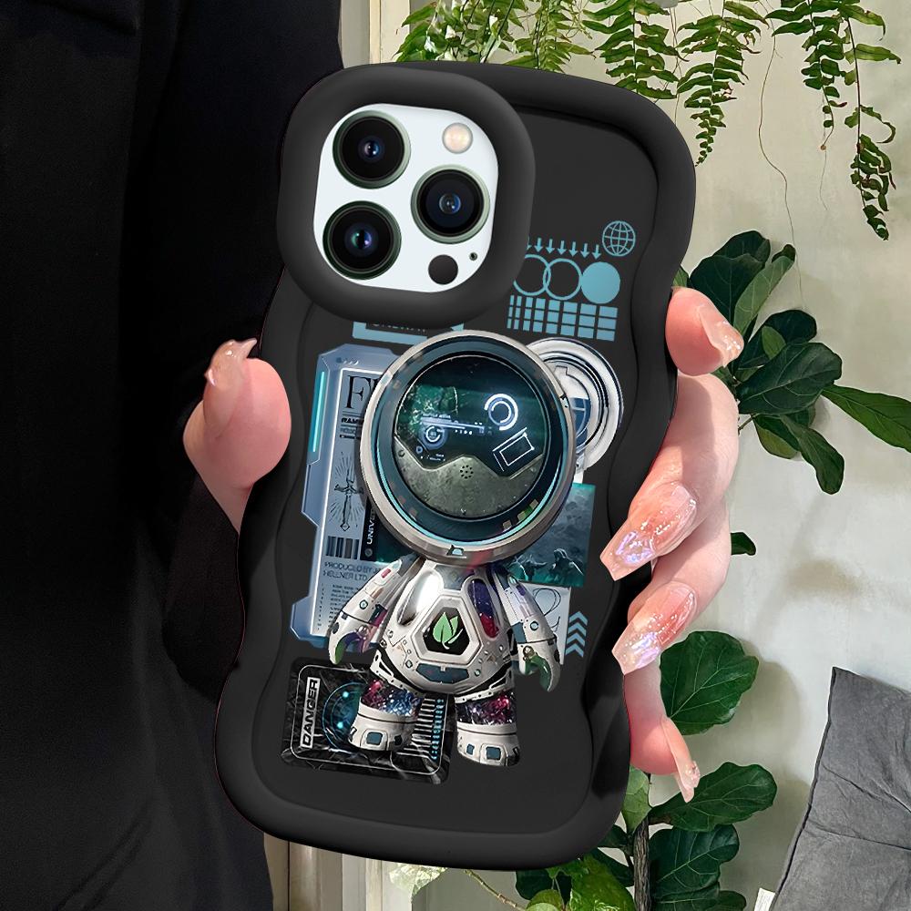 Astronaut Pattern Phone Cover for iPhone 11 12 13 14 15 Pro Max 6 6S 7 8 Plus Xs Wave Edge Shockproof Protective Rubber Case