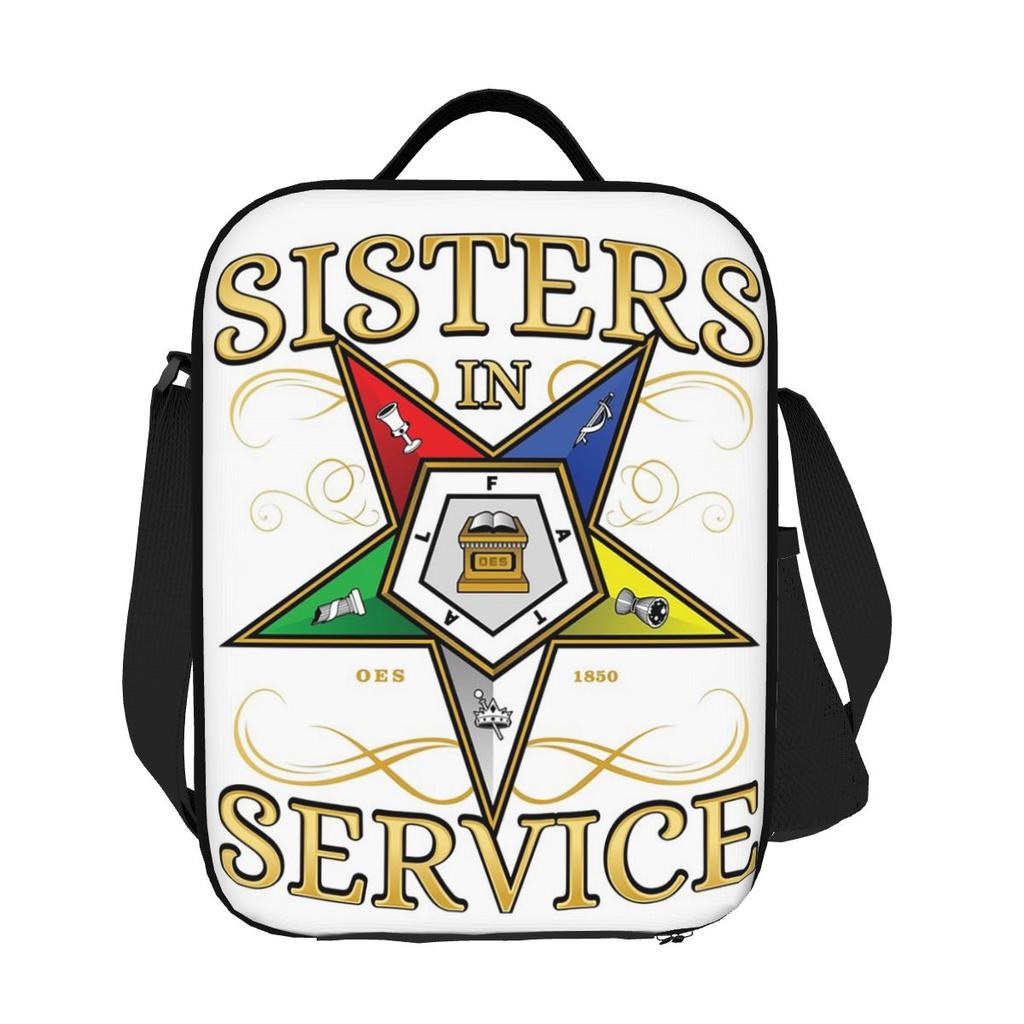 OES Emblem Order Of The Eastern Star Insulated Lunch Bag for Women Kids Leakproof Food Boxes Thermal Lunch Box Tote