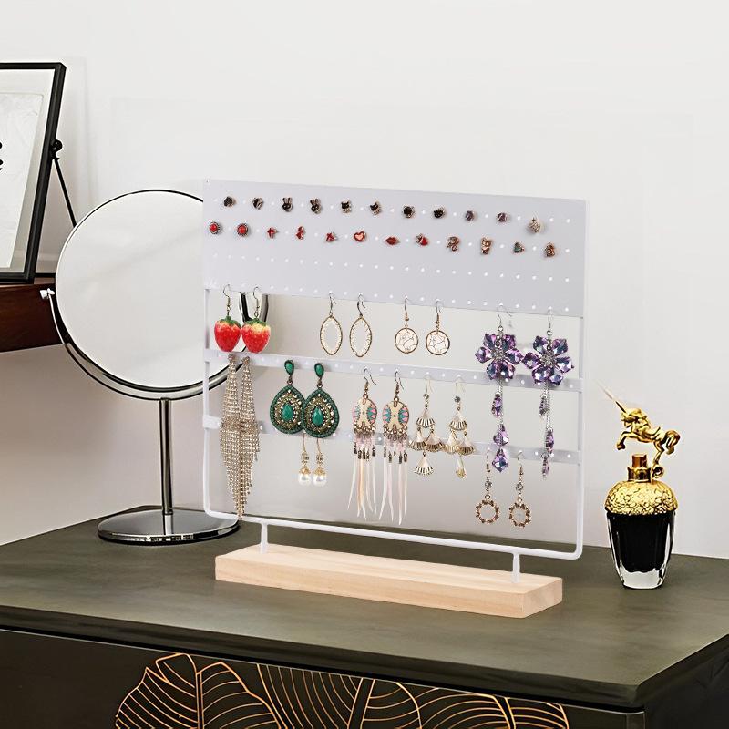 3 Tiers Earring Holder Jewelry Display Organizer Pendants Bracelets Jewelry Holder With Wooden Base Earrings Storage Rack
