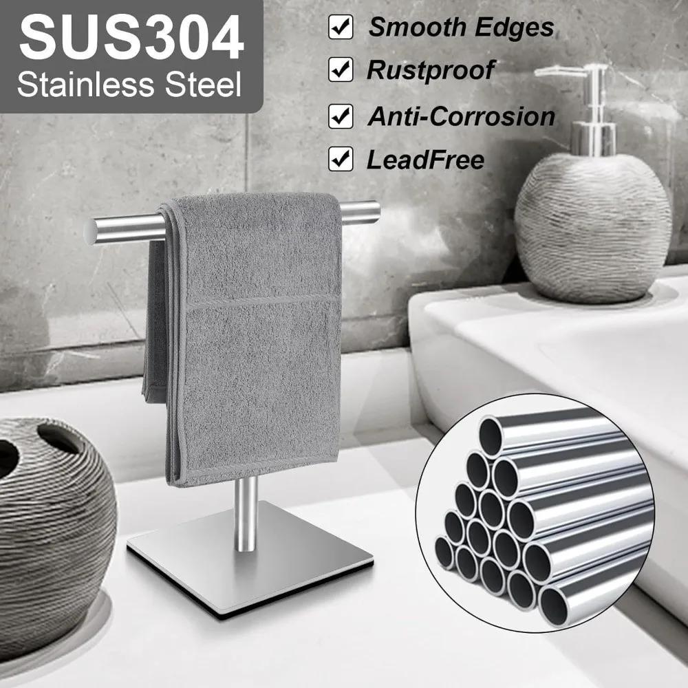 New Stainless Steel Towel Rack Movable Modern Style T-Shape Holder Multi-Purpose Rustproof Display Stand Kitchen