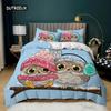 Cartoon Owl Duvet Cover Set King Size Owls In Love Print Cute Partners Couples Twin Bedding Set Soft Microfiber Comforter Cover