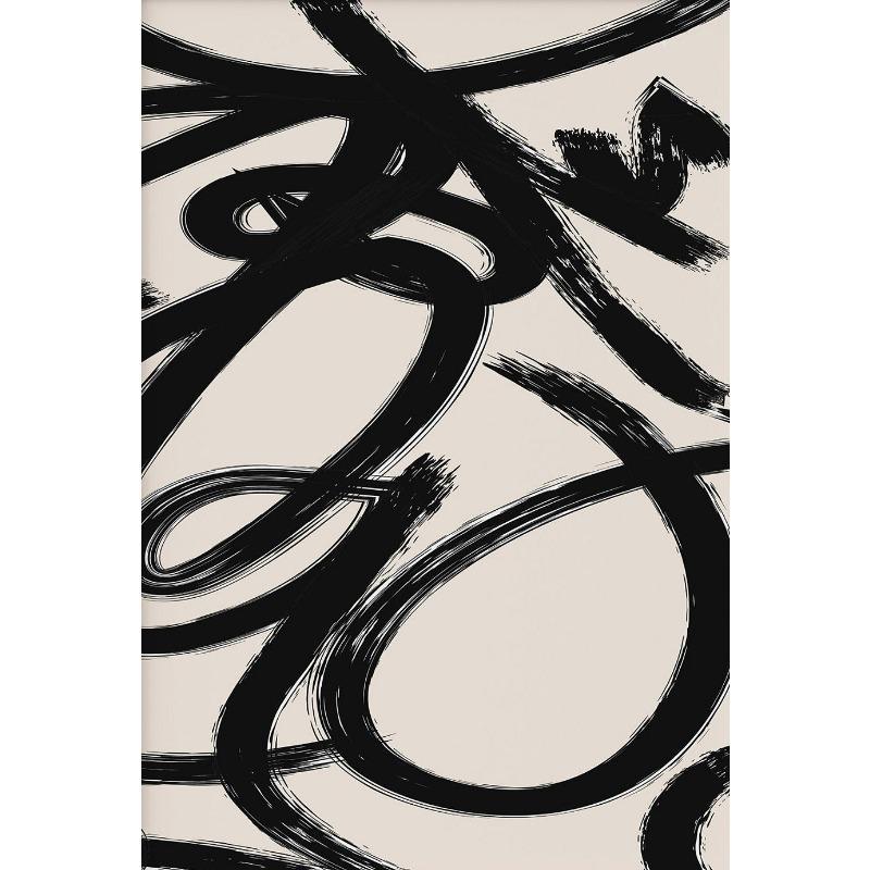 Neutral Geometric Circle Abstract Boho Black Brush Strokes Line Art Poster Print Canvas Painting Minimalist Wall Room Home Decor