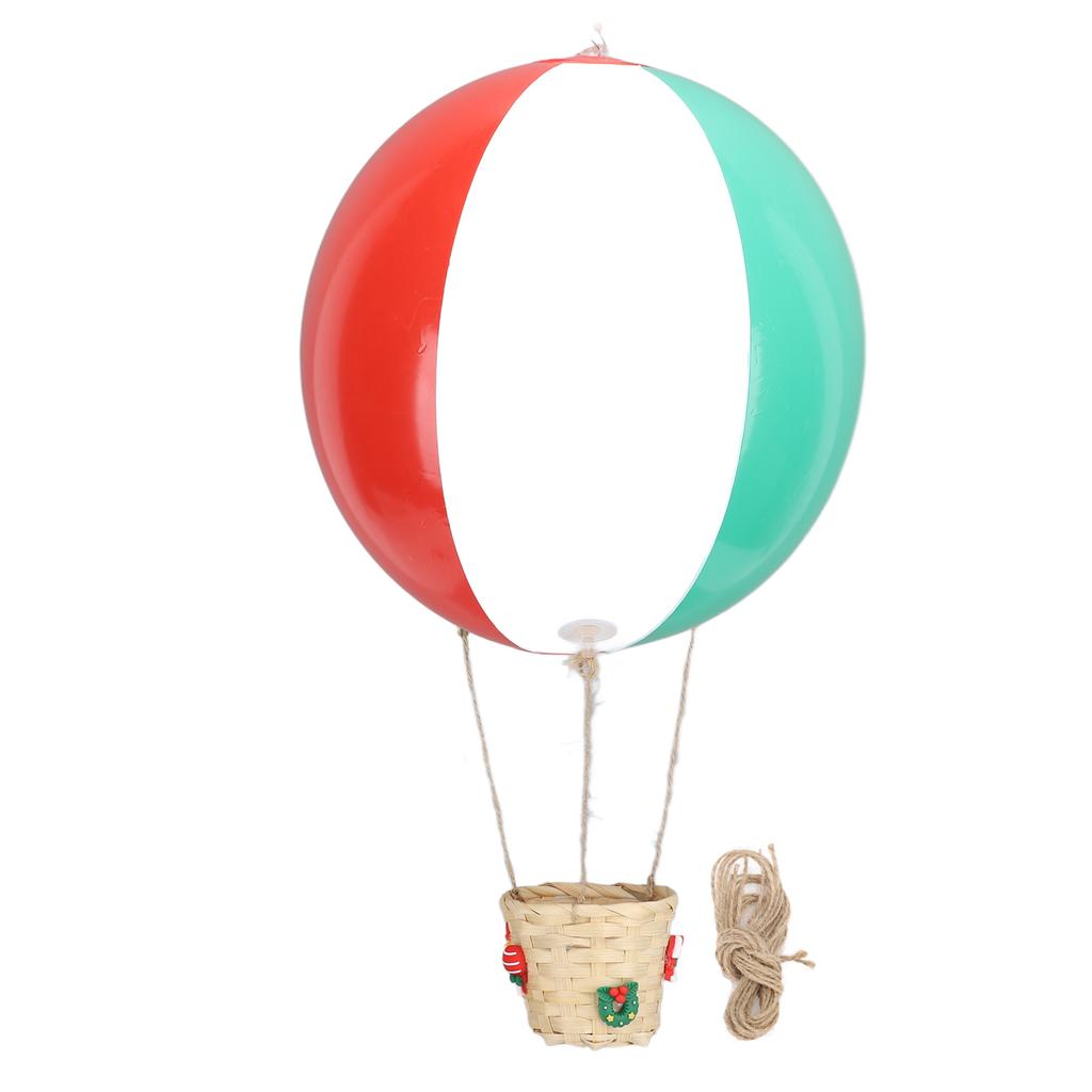 Hot Air Balloon with Rattan Basket PVC Colored Hanging Air Balloon Decoration for Christmas Decor