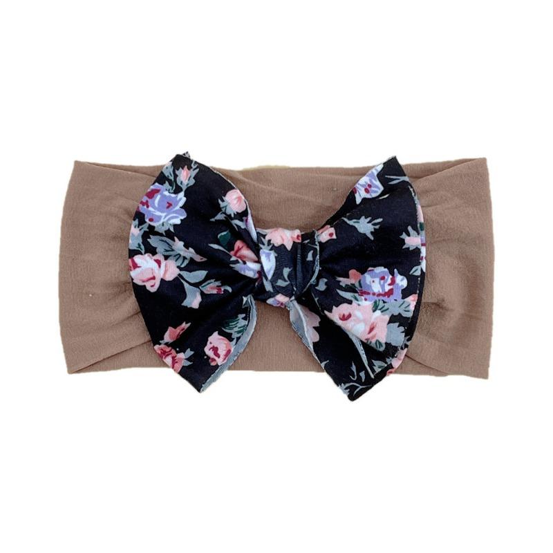 baby new children's hair accessories cute baby floral seamless wide headscarf nylon bow baby headband