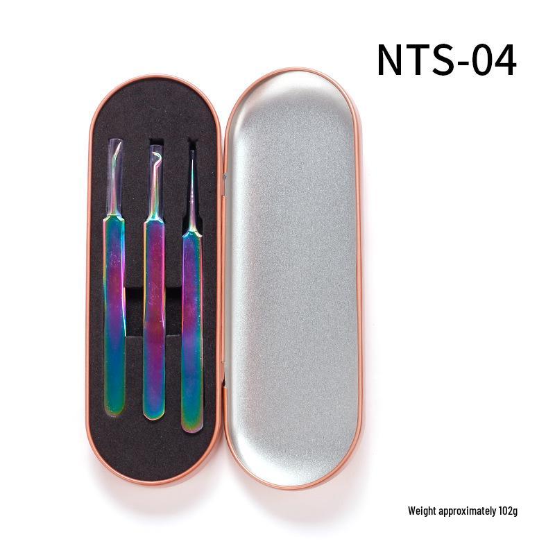 Manicure Tool Set: Precision Tweezers, Small Scissors, Clippers, Pusher, High-End Leather Case