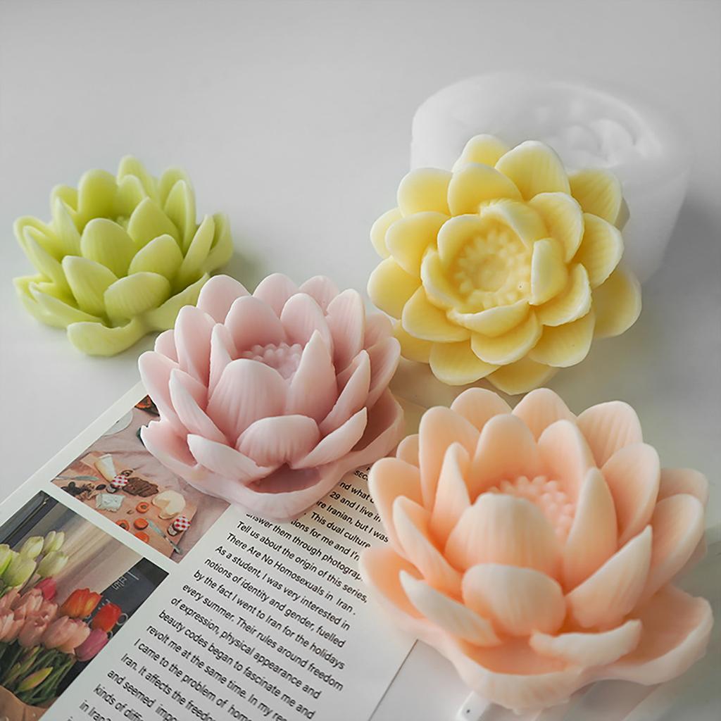 Statue Moulds Crafts Mold Silicone Candle Mold Lotusflower Shape Handmade Molds