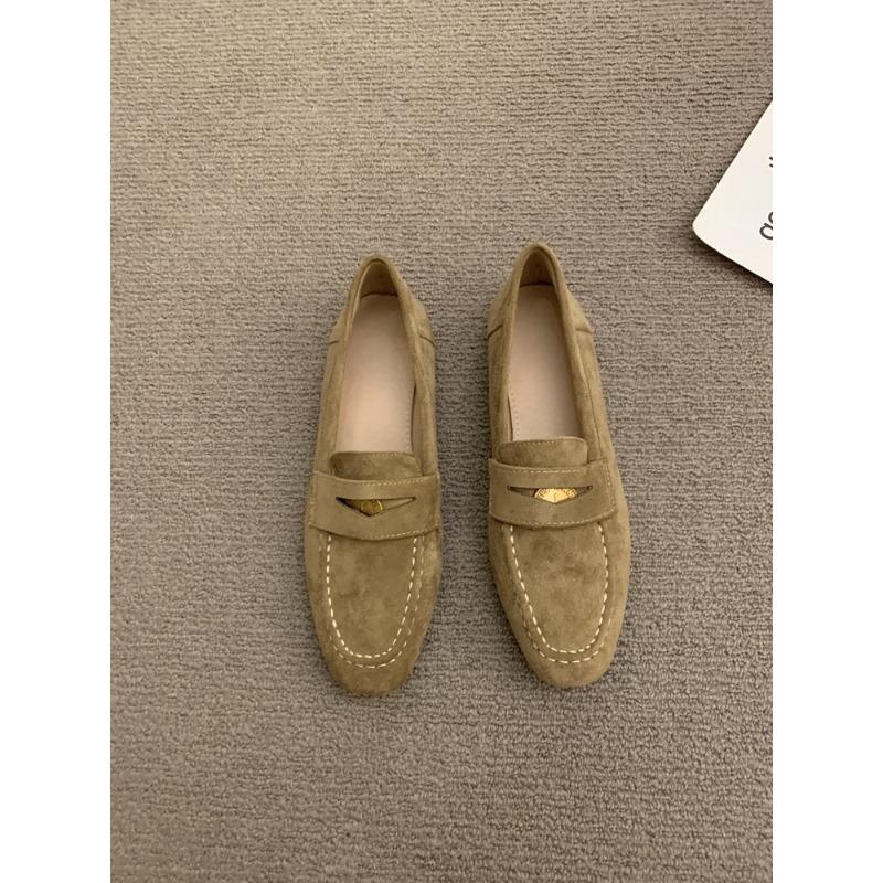 Retro einfarbige Damenschuhe mit flacher Sohle, flacher Ausschnitt, Frühling neu, Temperament, schwarz, zum Hineinschlüpfen, weiche Sohle, Doudou-Schuhe