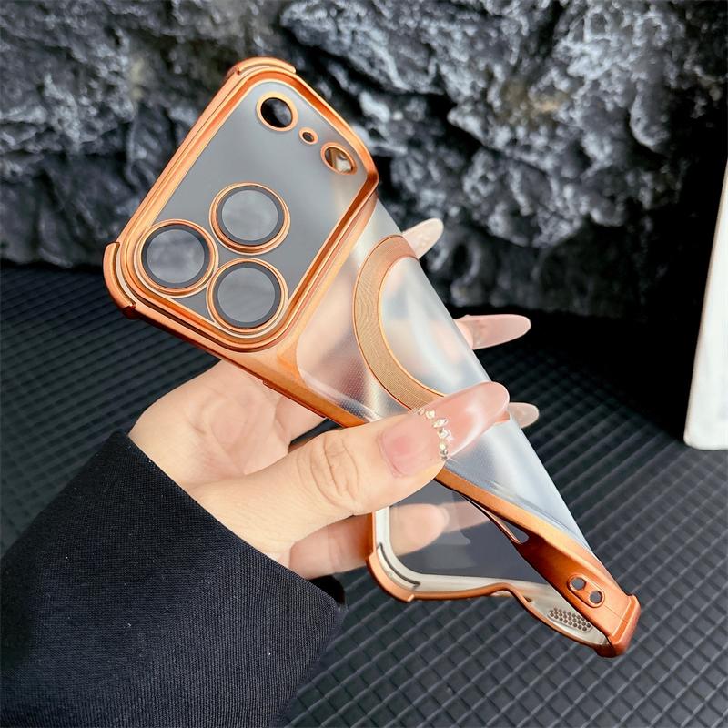 Soft Matte Translunt Plating Case For iphone 17 Air 13 14 15 16 17 Pro Max For Magsafe Magnetic Wireless Charging Bumper Cover