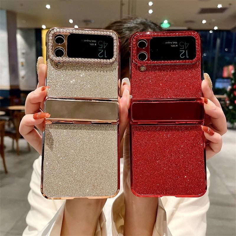 Foldable Phone Case Galaxy Z Flip 4 3 Full Cover Protective With Vegan Leather Hinge Design
