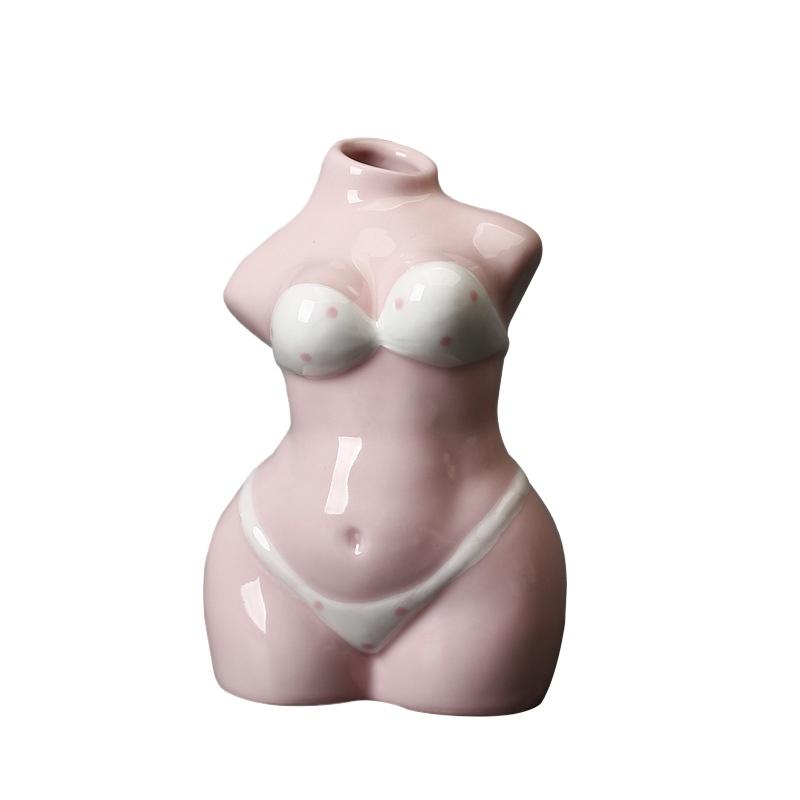 

Vase Home Decoration Tabletop Ornament Crafts Flowers Dried Flowers Ceramic Vase Personality and Creativity розовый