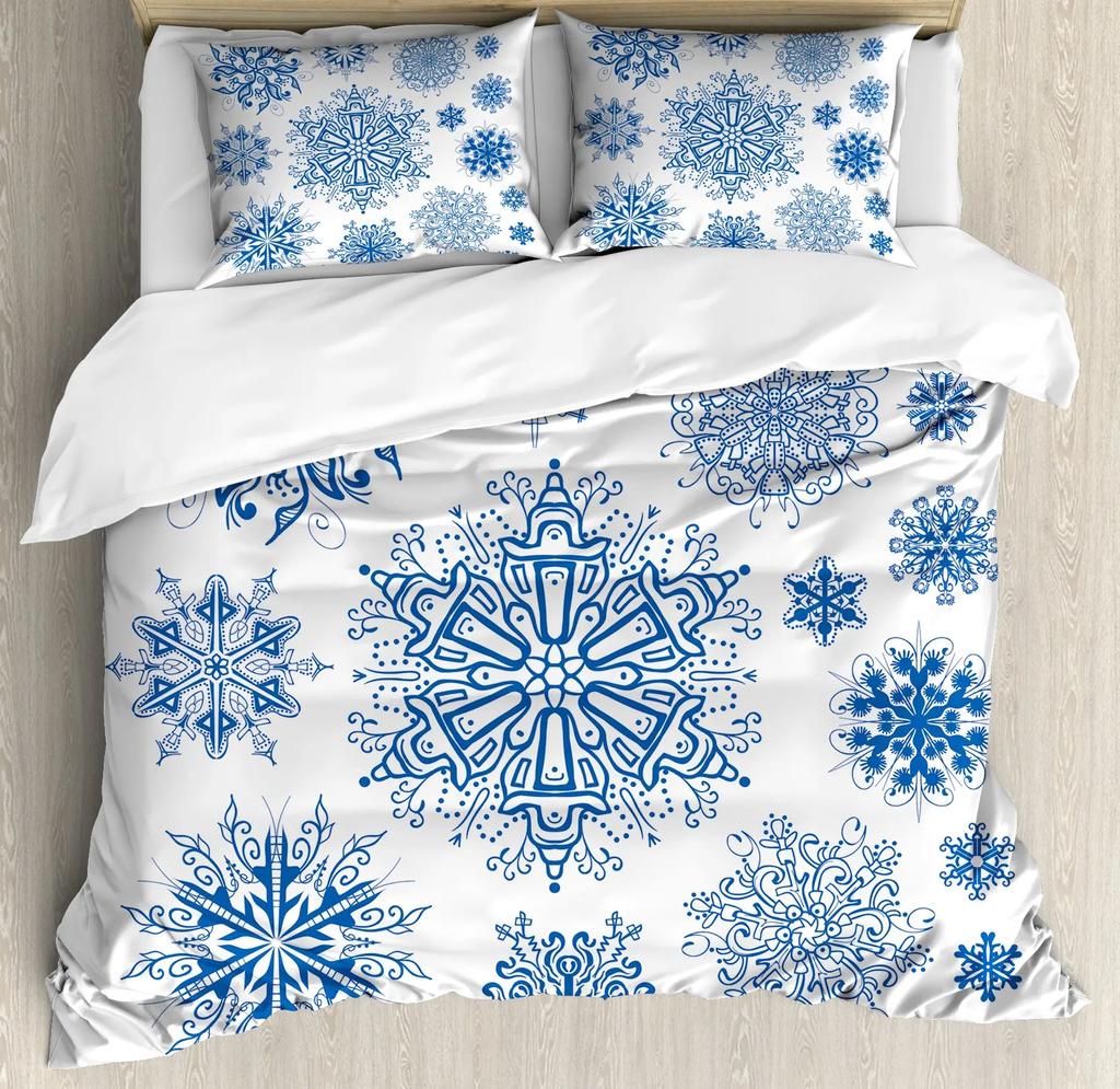 Comforter Winter Merry Xmas Theme Delicate Snowflakes Cold Freezing Weather Vintage Holiday Pattern Room Decorative Women Kids