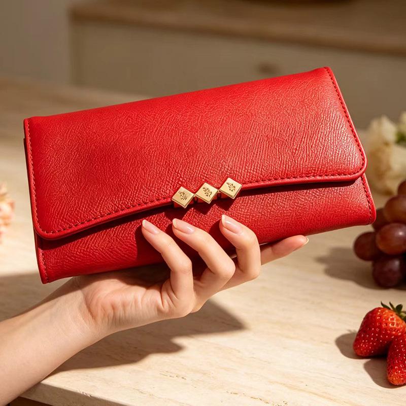 Women's Multifunctional PU Leather Clutch: Stylish Large-Capacity Wallet with Buckle Coin Purse