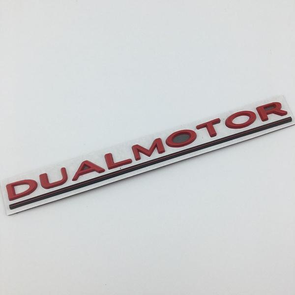 3D Metal DUAL MOTOR Logo for Model 3 S X Roadster P75D P85D P90D P100D Car Rear Trunk Sticker Emblem Letter Badge Styling Accessories