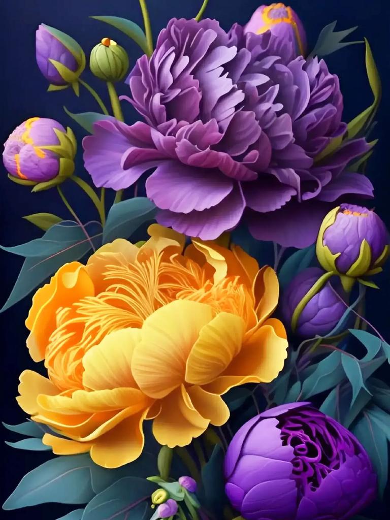 DIY Diamond Painting Colorful Peony Needlework Mosaic Flower Cross Stitch Diamond Embroidery On Clearance Handmade Gift
