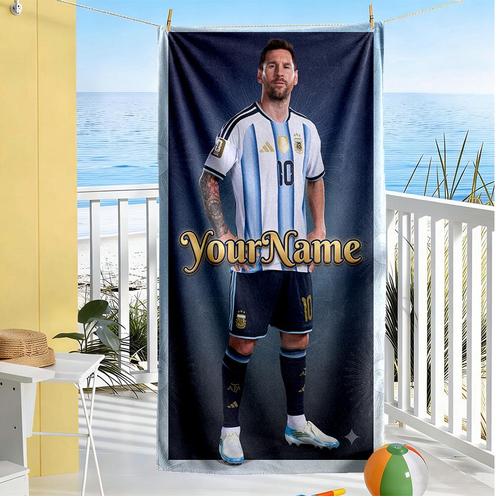 Messi Personalized Name Beach Towel Soft Durable Quick-Dry Portable for SwimmingBeachCamping Travel Beach AccessoriesGym