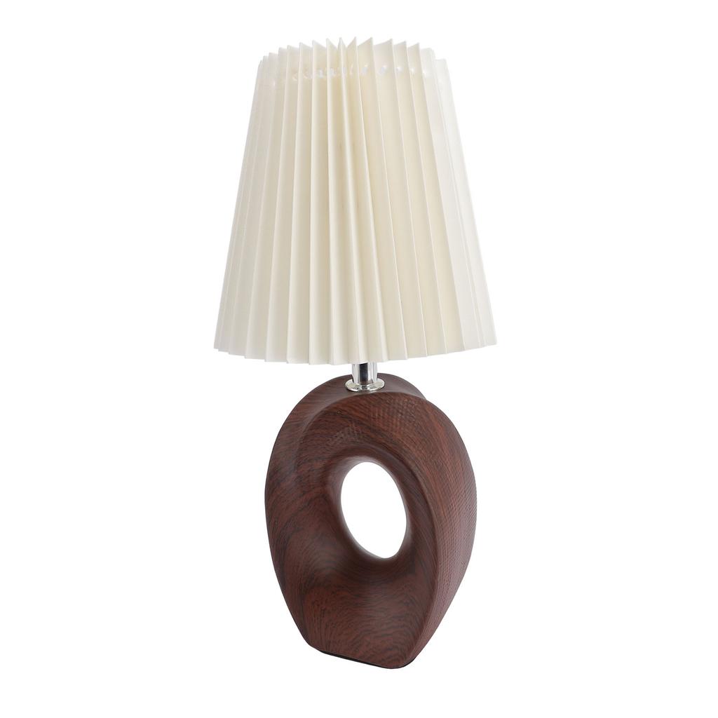 Lámpara de Noche 3 Colores Pequeña Decorativa de Mesa Luz Nocturna Atenuación Continua Grano de Nogal con Lino