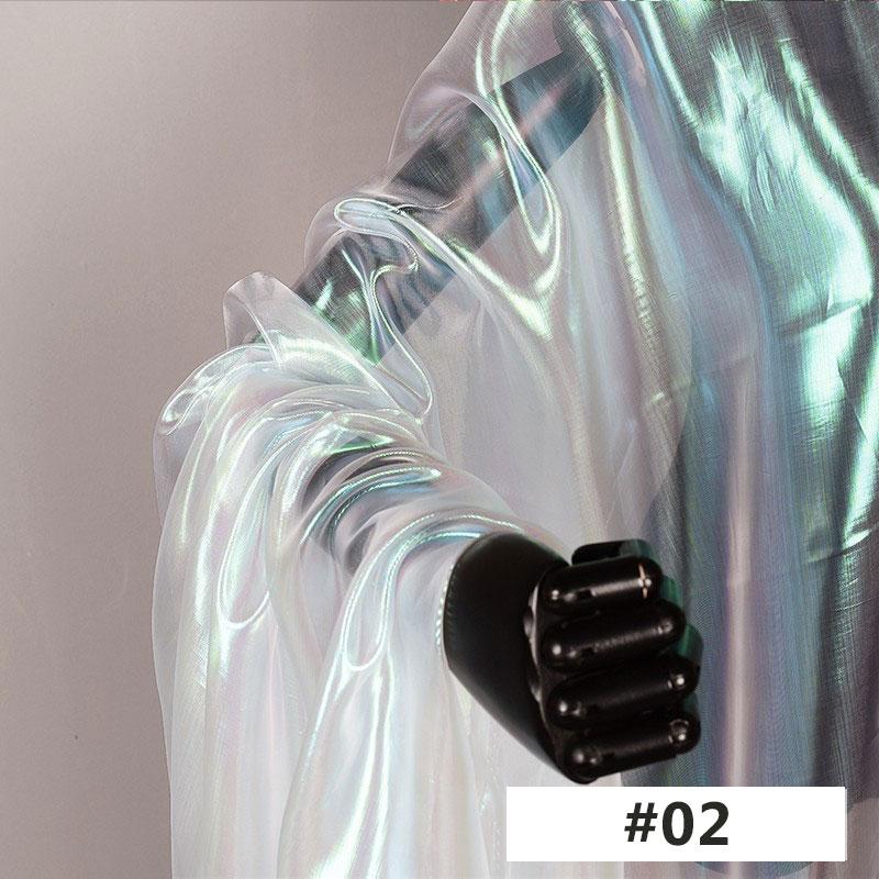 

2M лазерная светоотражающая органза ткань лазерный градиент вода пряжа дизайнерская ткань для шитья свадебных платьев сценический костюм материал своими руками 200X150cm